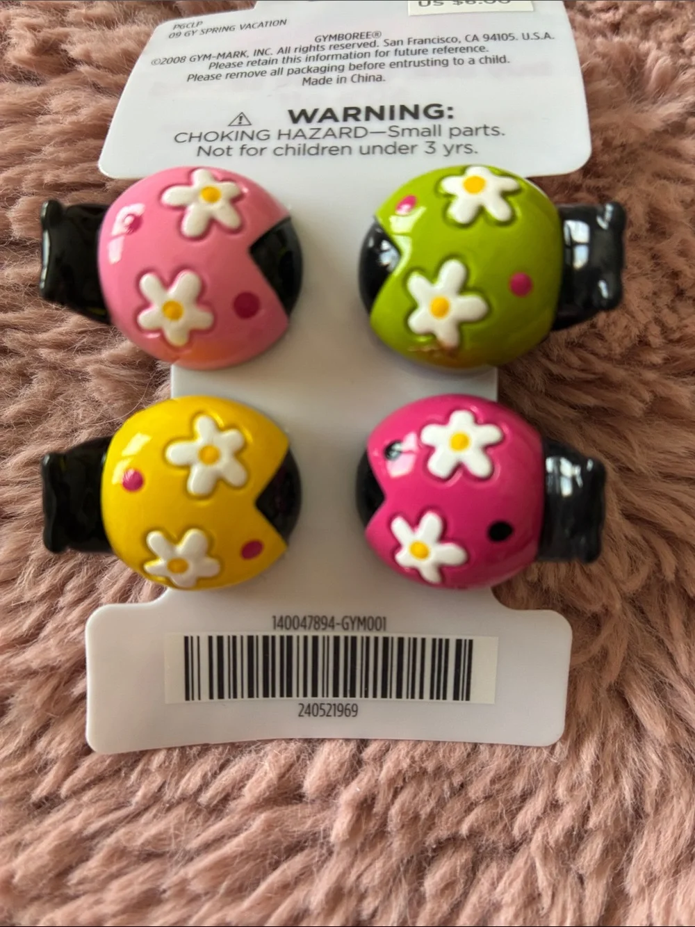 Gymboree Ladybug Snap Hair Clips in Green, Pink, Hot Pink, Yellow